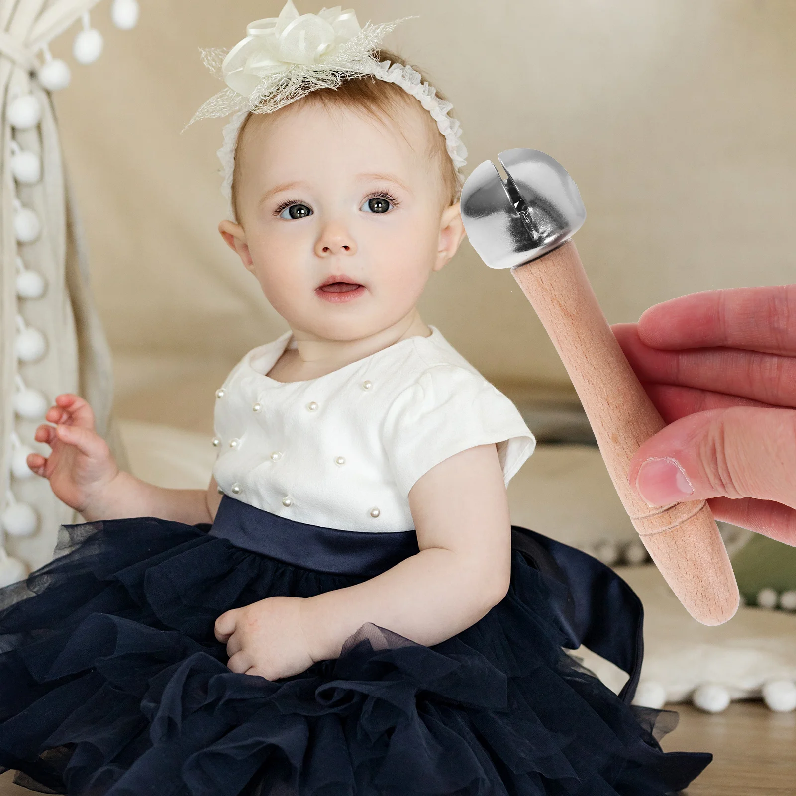 Cloche à main en bois pour tout-petits, jouet pour bébé, éducation précoce, 1:1