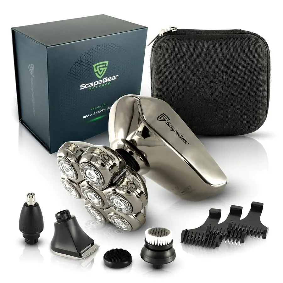 

Head Shavers for Bald Men Kit with Free Travel Case, Wet and Dry Shave No Mess Electric Razor for Men with PalmFlex 7D Smooth El