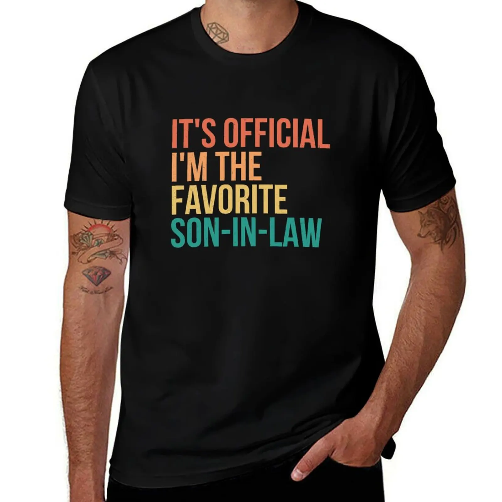 

It's Official I'm The Favorite Son In Law Wedding, Birthday Christmas Gift T-Shirt clothes customizeds for a boy shirts men