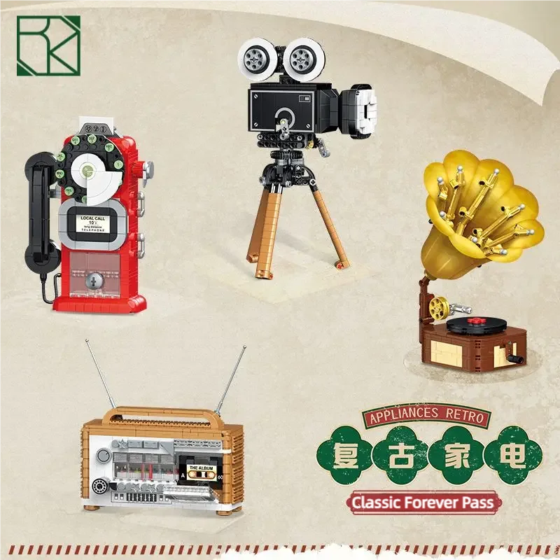 

Vintage vintage camera film nostalgic vintage camera ornament decorative gramophone tv model building block toys