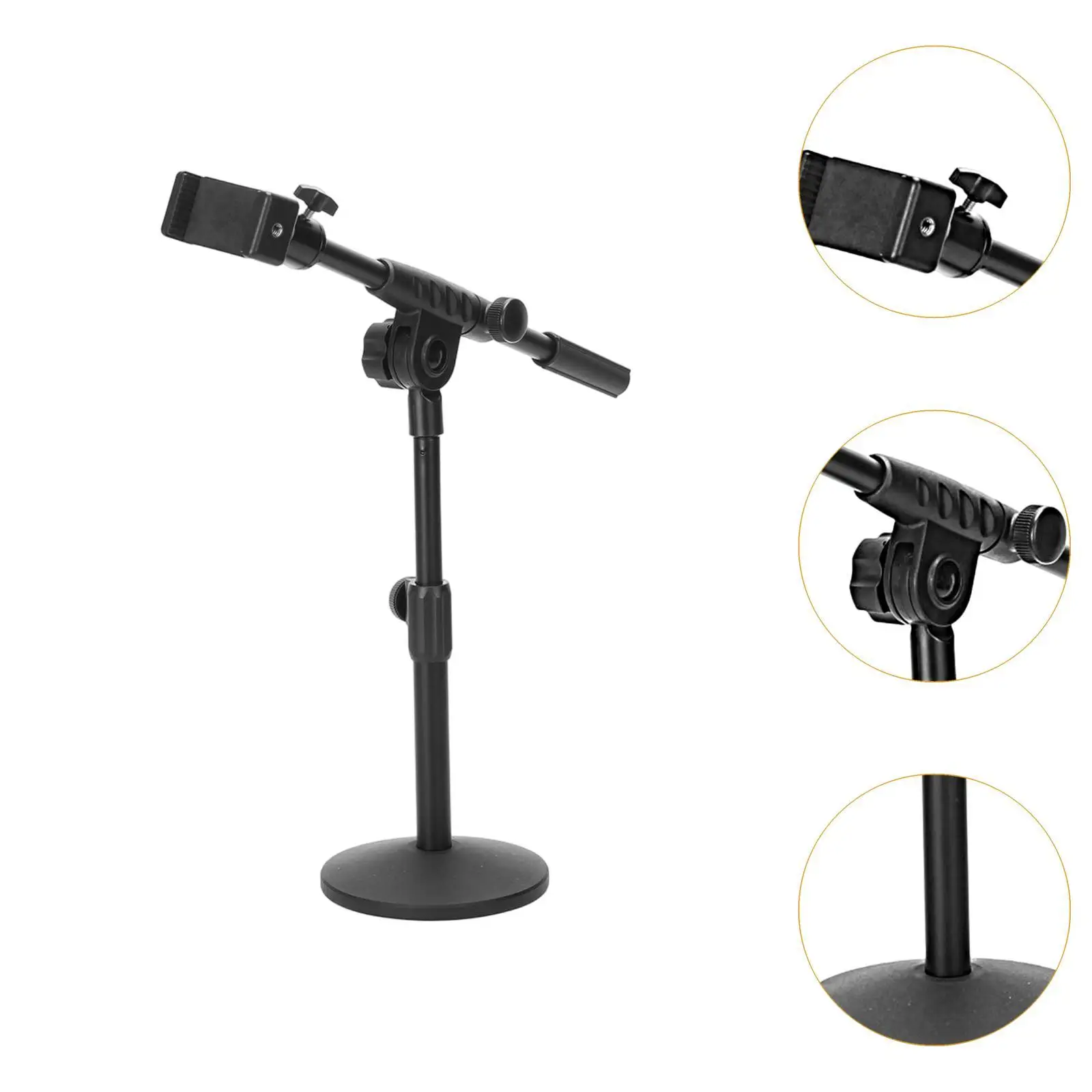 حامل ميكروفون قوي ومتعدد الوظائف ومحمول بسهولة تثبيت حامل أرضي للميكروفون مع قاعدة مستديرة لحفلات الاستوديو #5
