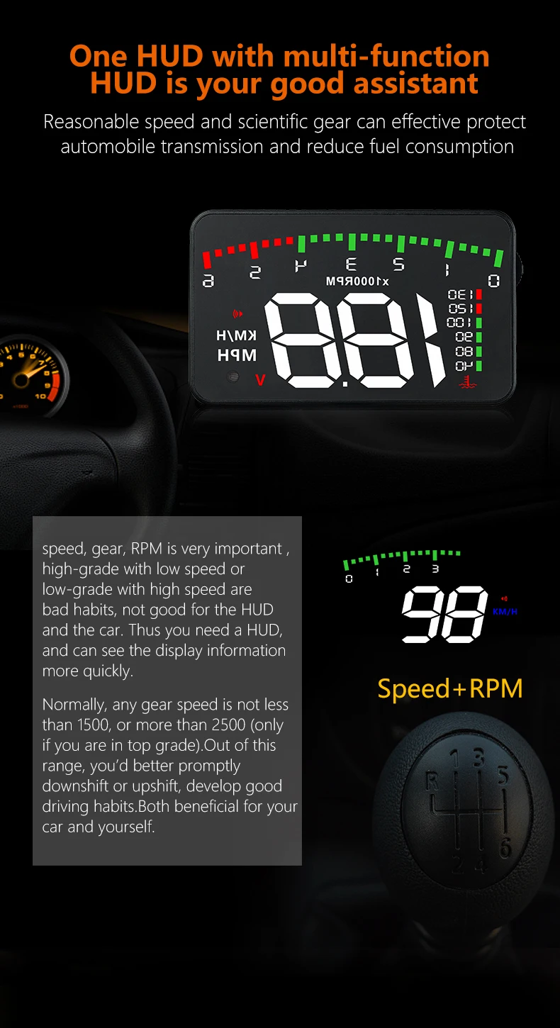 Car Hud Display Windshield Projector Alarm System GPS For Mitsubishi Grand Lancer / Lancer Sportback Xpander Grandis