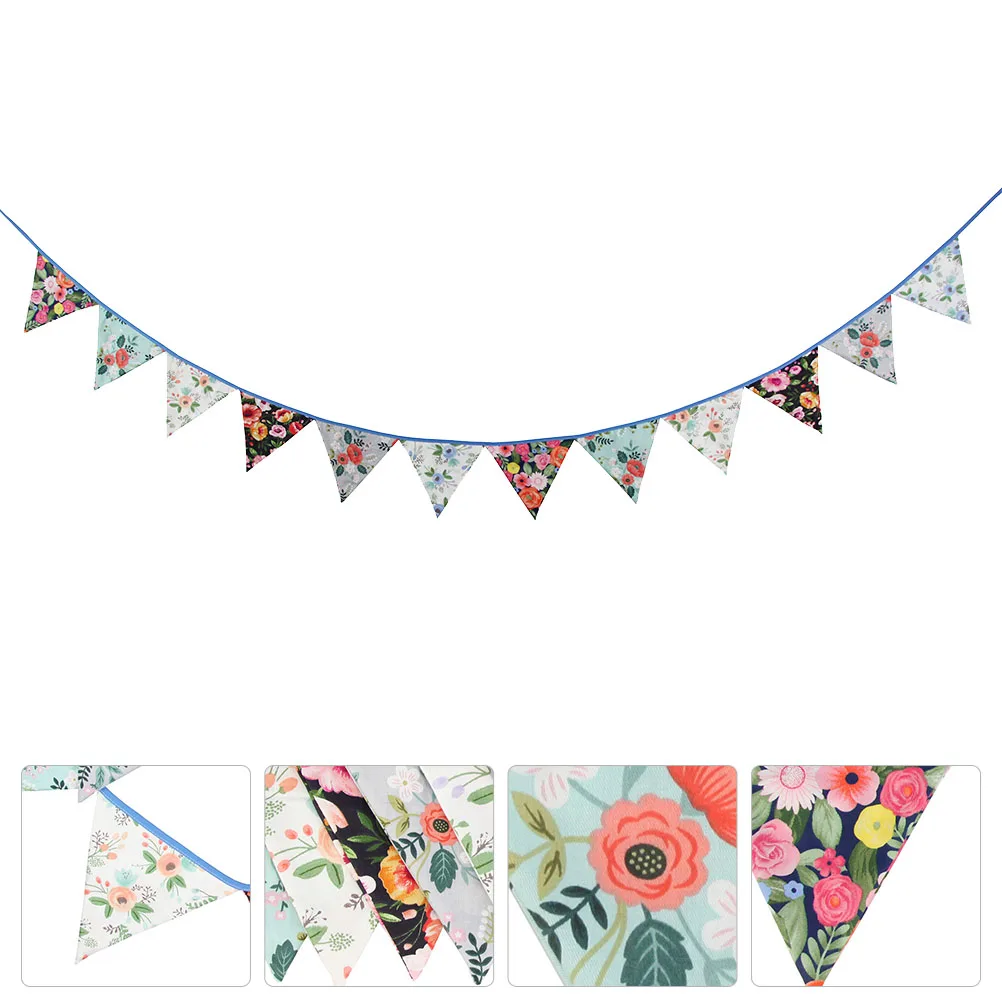 

1 set 1 Set Vintage Floral String Flags Decoration Wedding Party Colorful Pennants Hanging Banners Background Prop For Home Tree