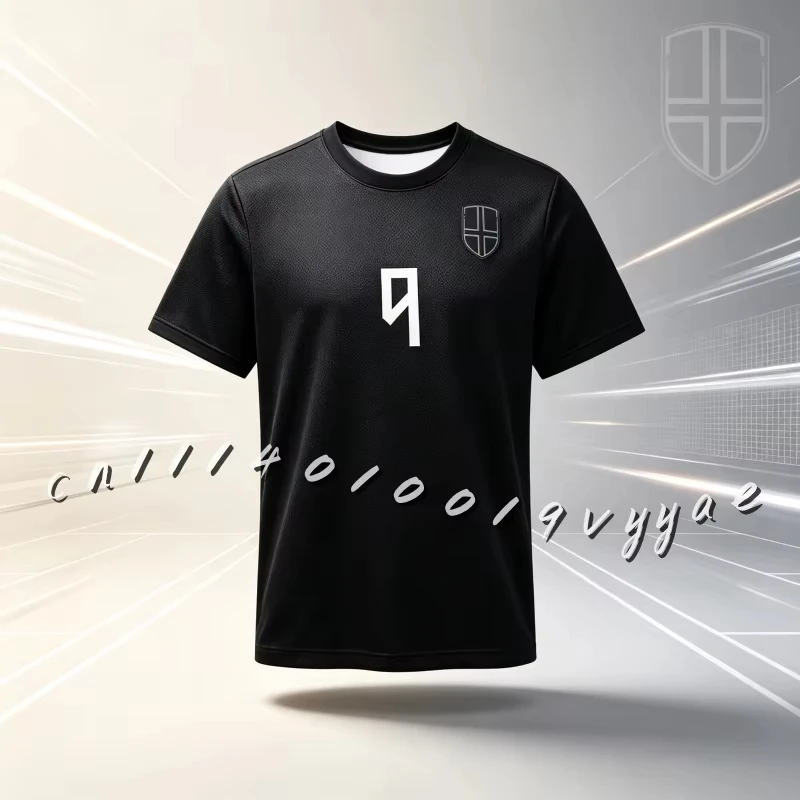 2026-27 Hot Selling Haaland Norway Name & Number 9 T-Shirt Black Breathable Quick Dry Jersey Round Neck Unisex Family Kids Tees