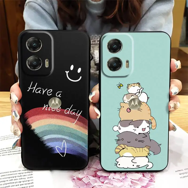 حافظة هاتف لطيفة مقاومة للماء لهاتف MOTO G Stylus 5G 2024 واقية مضادة للغبار تصميم عصري كرتوني كامل التفاف من مادة البولي يوريثان متين