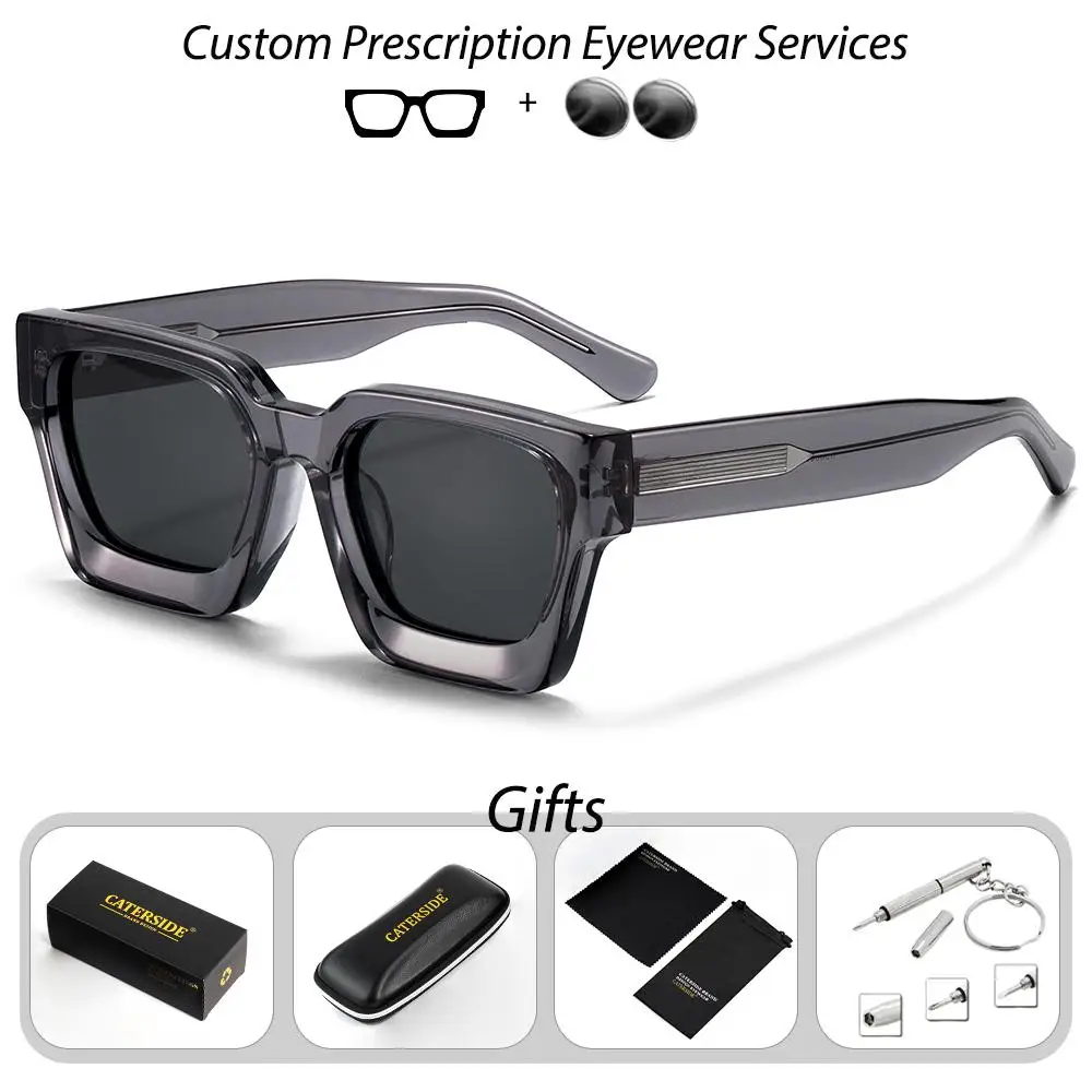 CATERSIDE Vintage Herren-Korrektionsbrille, verdickte quadratische optische Sonnenbrille für Damen, modische Brille für Outdoor-Fahrten – Detail 7