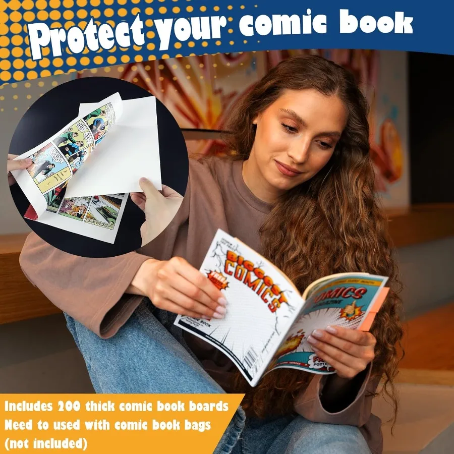 100 Tabelloni per fumetti Tabelloni per fumetti di dimensioni attuali Tabelloni posteriori per fumetti regolari spessi e durevoli e boa per fumetti riutilizzabili