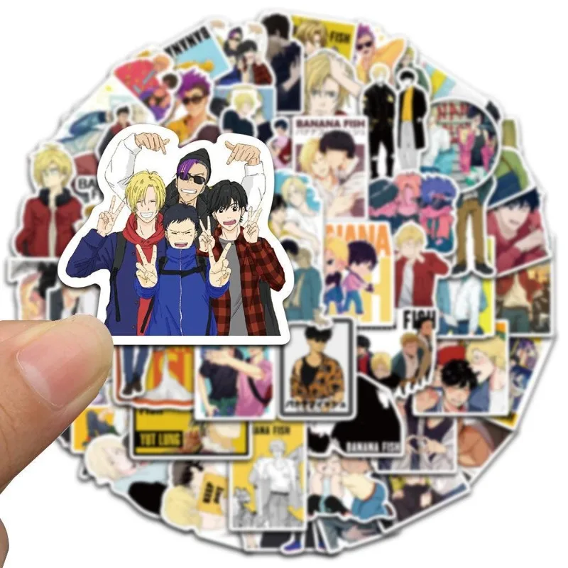 50pcs BANANA FISH Anime Stickers Suitcase Water Cup Stationery Mobile Phone Scooter Laptop Refrigerator Decorative Stickers