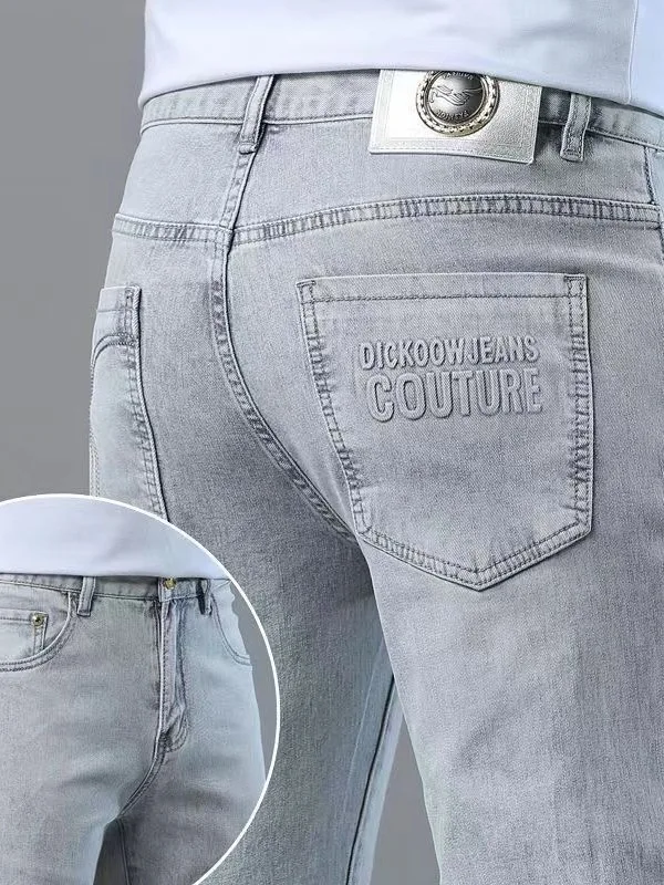 

Early Autumn e ey Men's Jeans Slim Straight Casual Faionable Lightweight Long Pants mid Waist Button Fastening Denim