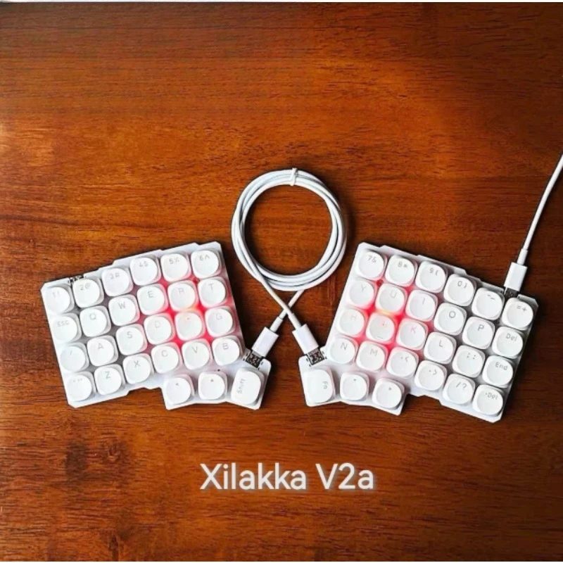 Xilakka V2a Wired Split Keyboard Kit Customized Low Profile Soldered Silakka54 Layout Gaming Mechanical Keyboard Ergonomics QMK