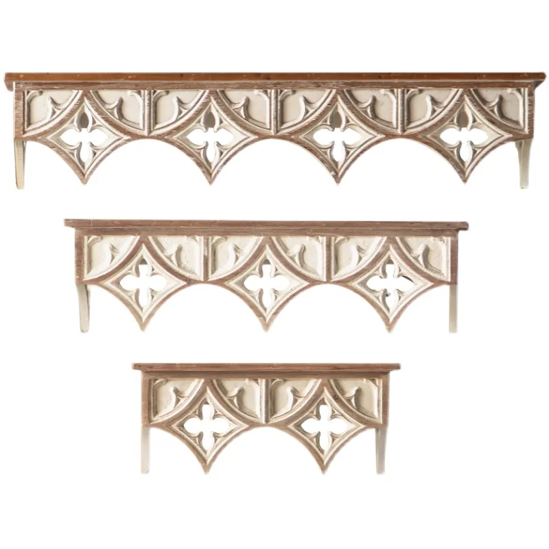 

American retro art creative wall hanging residential shelf living room decoration wall hanging wood art carving