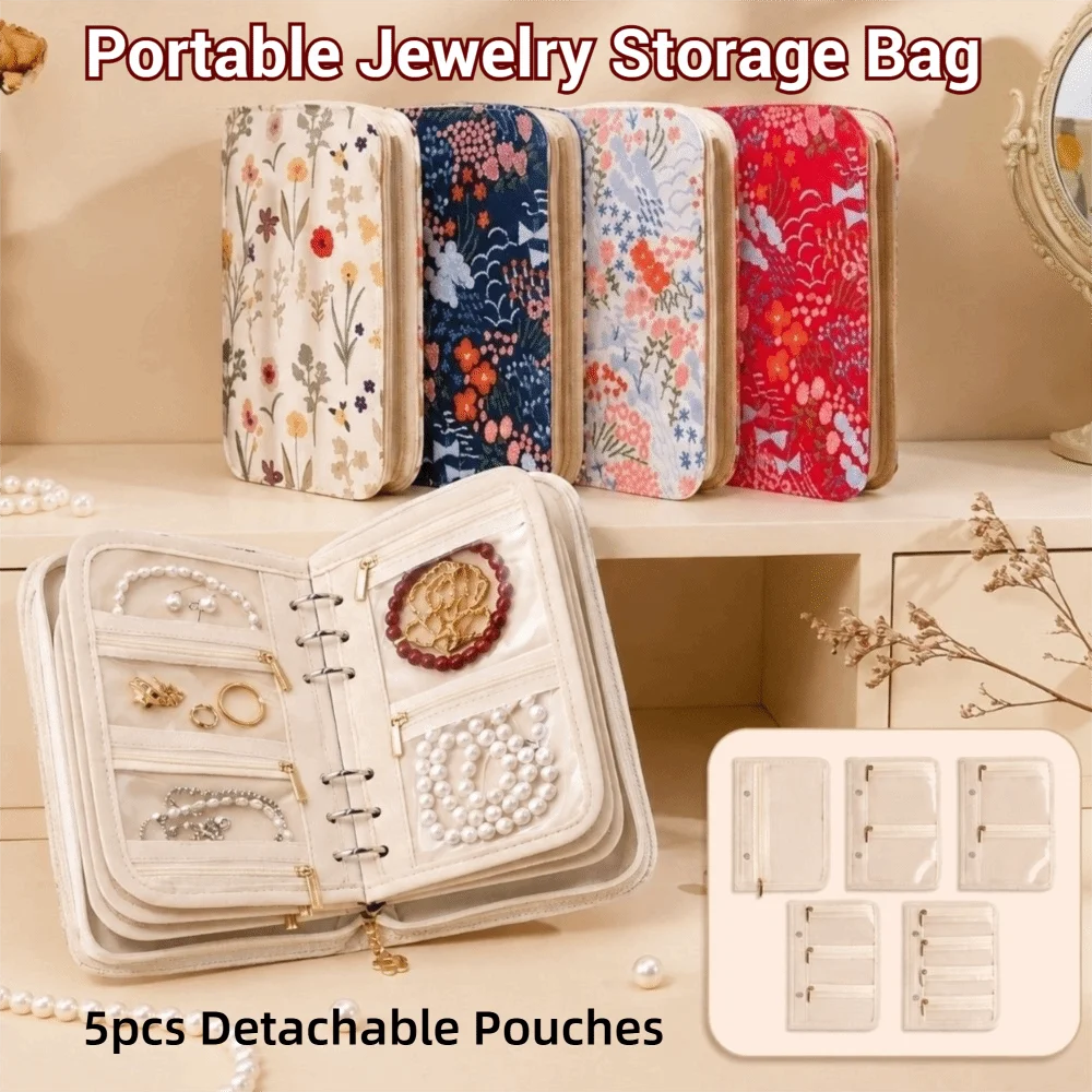 Multi-Functional Portable Jewelry Storage Bag 5pcs Detachable Pouches Anti-Scratch Jewelry Anti-Oxidation Bag Transparent