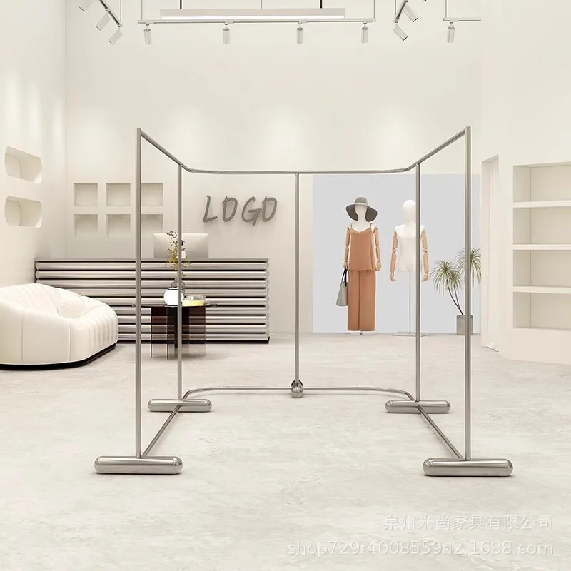 Stainless steel brushed U-shaped semi-circular arc island rack display rack