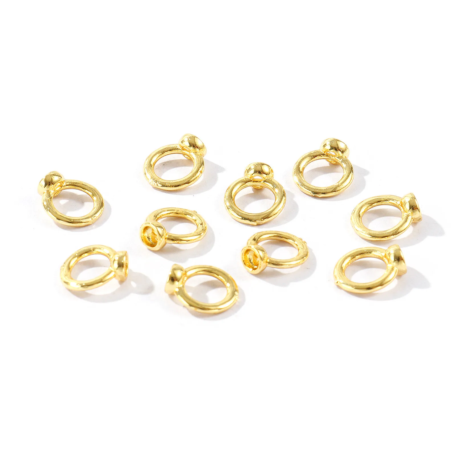 10 Stück Messing-Endkappen für Halsketten, Armbänder, Schmuckherstellung, Großhandel, mehrfarbige Doppelloch-Verbindungsringe, Endkappen, 8 mm x 7 mm – Detail 9