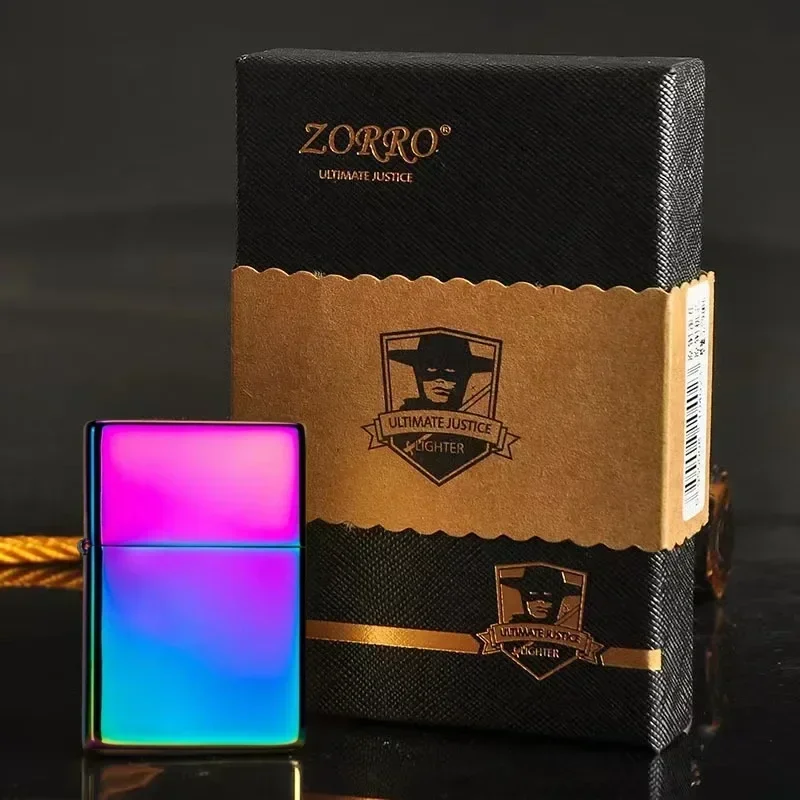 ZORRO ZC9 ultradunne brander, retro messing creatieve ouderwetse slijpsteen winddichte aansteker