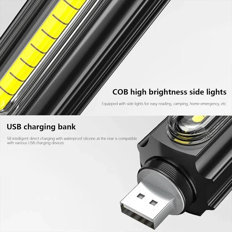 Linternas LED, mini linterna de bolsillo superbrillante con zoom de alta potencia de 300/800 lm con 4 modos para emergencias, acampadas, senderismo