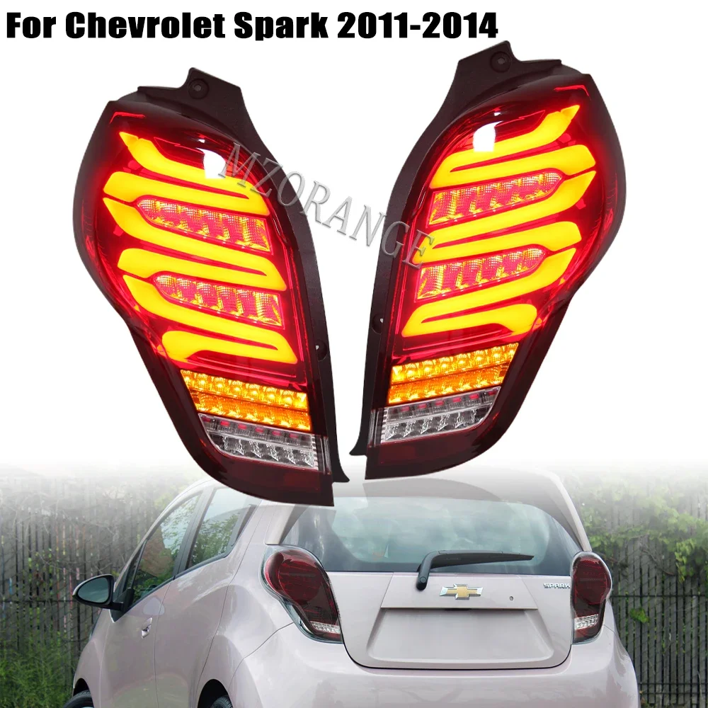 For Chevrolet Spark 2011 2012 2013 2014 1 Pair LED Rear Tail Lights Assembly Car Accessory Turn Signal Brake Stop Lamp