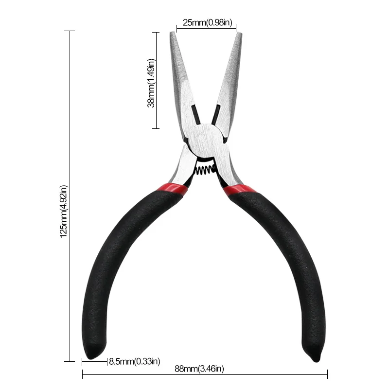 1PC Labor Saving Spring Style 5-inch American Pointed Nose Pliers Jewelry Pliers Accessories DIY Tool Pliers