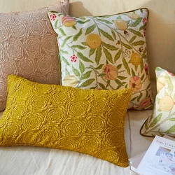 Rose Pillows Yellow Cushion Case Country Style Decorative Pillow Cover For Sofa Chair Romantic Room Home Decorations