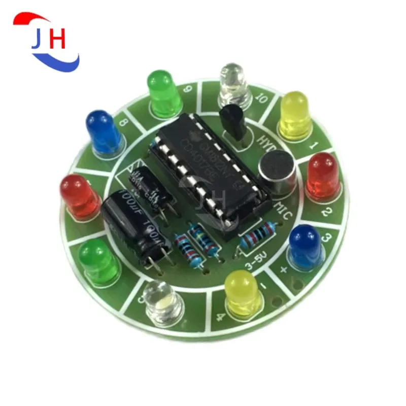 1PCS New CD4017 5V DC colorful voice control rotating LED light kit electronic manufacturing diy kit spare parts student Laborat