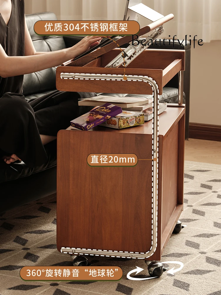 خزانة منخفضة من الخشب الصلب على الطراز الياباني مع خزائن مع باب زجاجي وخزانة مجلات تخزين قديمة متوسطة #3