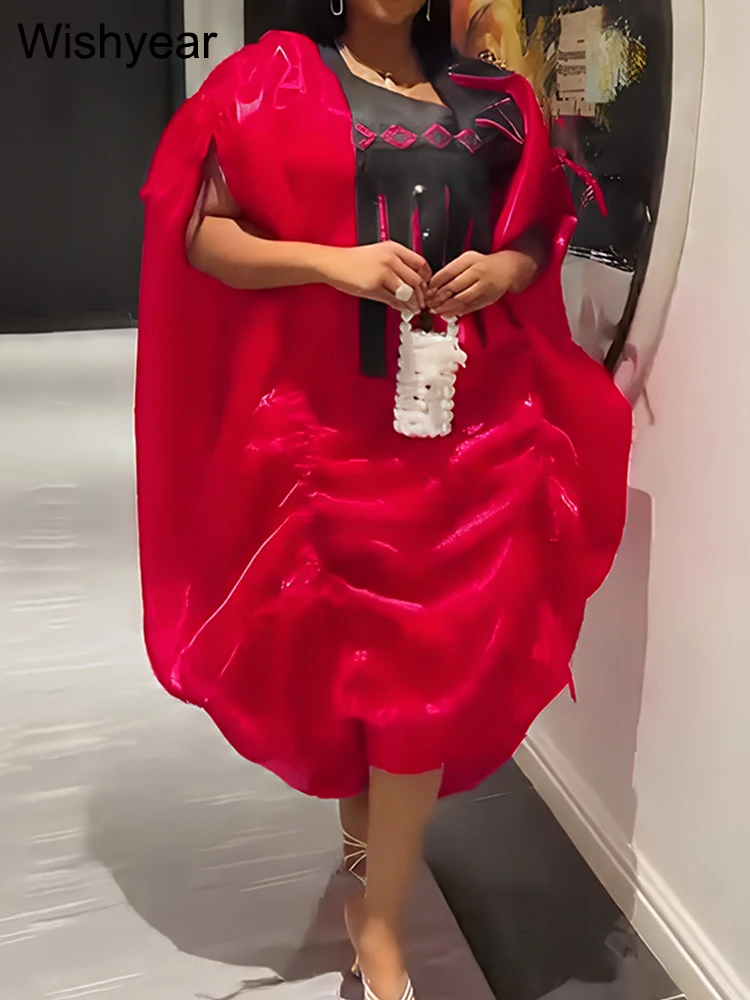 Nuevos vestidos africanos de manga larga con cordón y volantes, vestido medio con tirantes para mujer, Abayas musulmanas de lujo de Dubái, bata de noche de 2 uds.