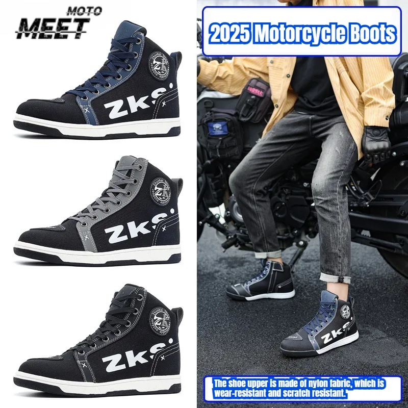 

Motorcycle Boots Men Motobiker Shoes Motocross Boots Anti Fall Riding Boots for Road Racing Parkour Shoes Knight Equipment