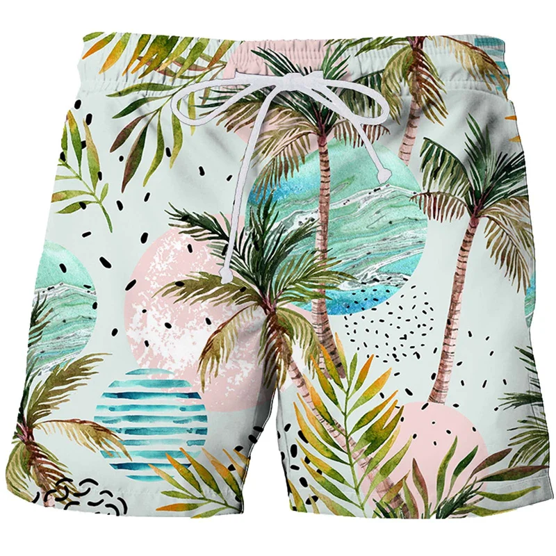 Parrot Palm Cocoanut Tree Beach Shorts Men Summer Short Pants 3D Flora Printed Board Trunks Swimsuit Woman 2023 homme Ice Shorts