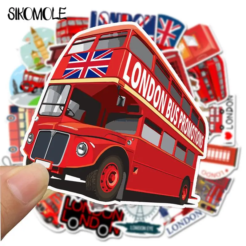 10/30/50PCS Cartoon Red Bus Phone Booth London Sticker DIY Toys Case Suitcase Luggage Guitar Laptop Decals Graffiti Stickers F5