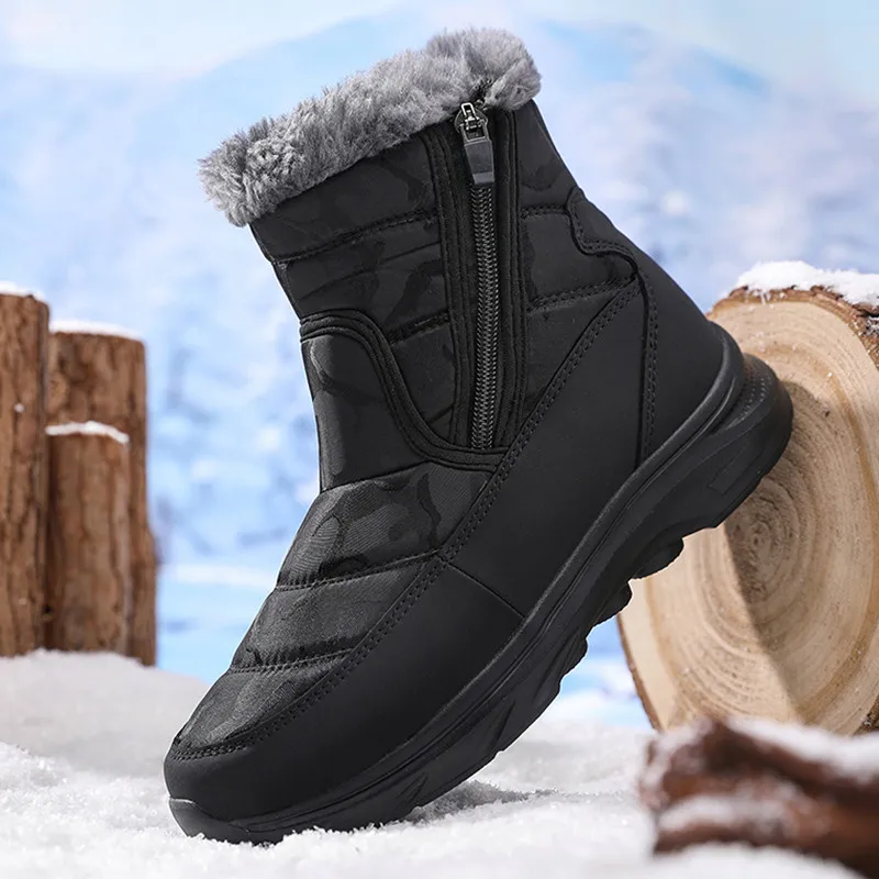 Waterproof Men Women Snow Boots High Top Ankle Winter Boots Platform Warm Thick Plush Men Boots Outdoor Non-Slip Hiking Boots