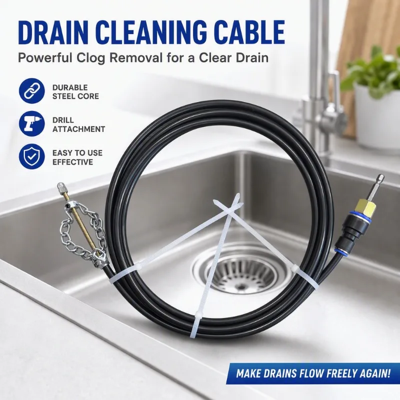 Drill Powered Drain Cleaner Hose Tool - Galvanized Rotatable Chain Flexible Sewer Dredger for Home Sink Pipe Clog Removal