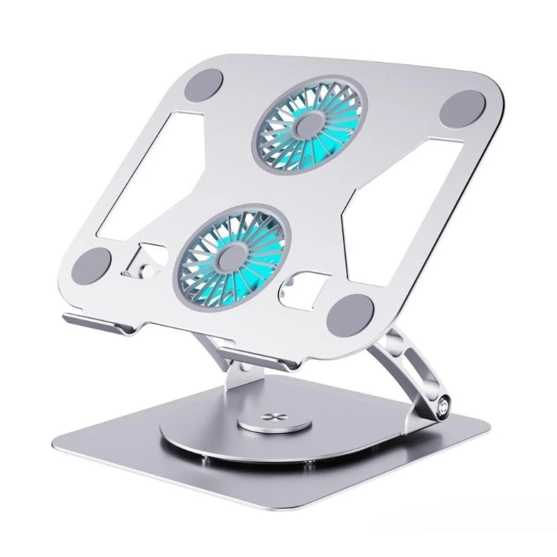 

2 Fan Adjustable Laptop Stand for 15.9inch Devices with 360 Degree Rotation