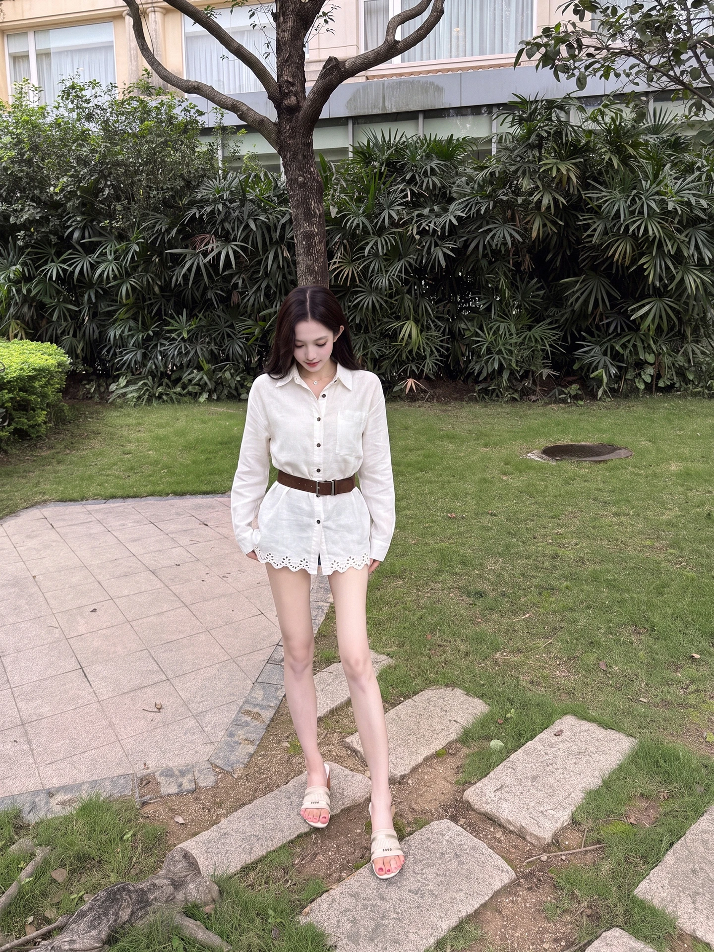 Women's Long Sleeve Lace Trim Blouse Hollow out Design Slim Fit Casual Style Sun Protection Top for Autumn Holiday Wear
