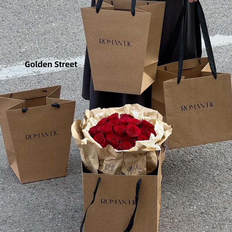 Bolsa de papel kraft marrón de nuevo estilo para ramos — ideal para empaquetar flores, uso en floristerías/tiendas de regalos, arreglos florales, regalos