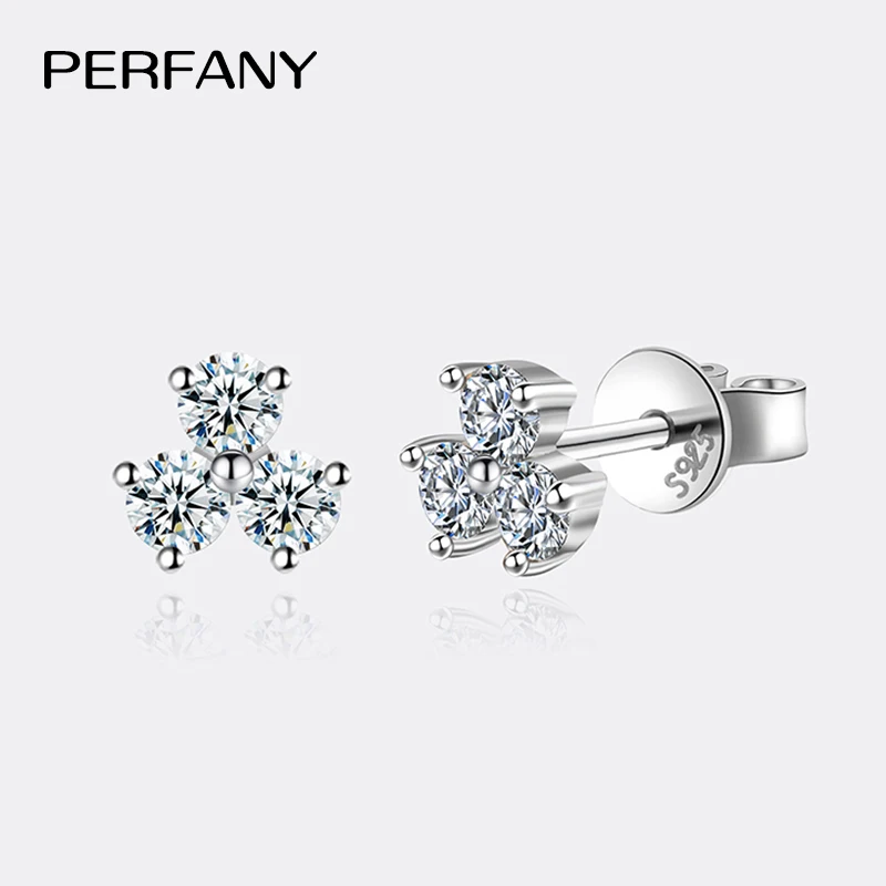 PERFANY 0.6CT Moissanite Earrings for Women S925 Pure Silver Petals Laboratory Diamond Earrings Fashion Wedding Jewelry Gifts