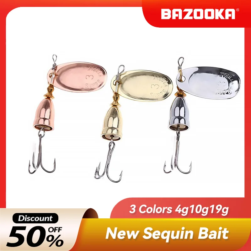 

Bazooka Rotating Spinner Metal 4g 6g 9g10g16g19g Brass Hard Bait Artificial Spoon Treble Hook Tackle For Pike Fishing Lure Bass