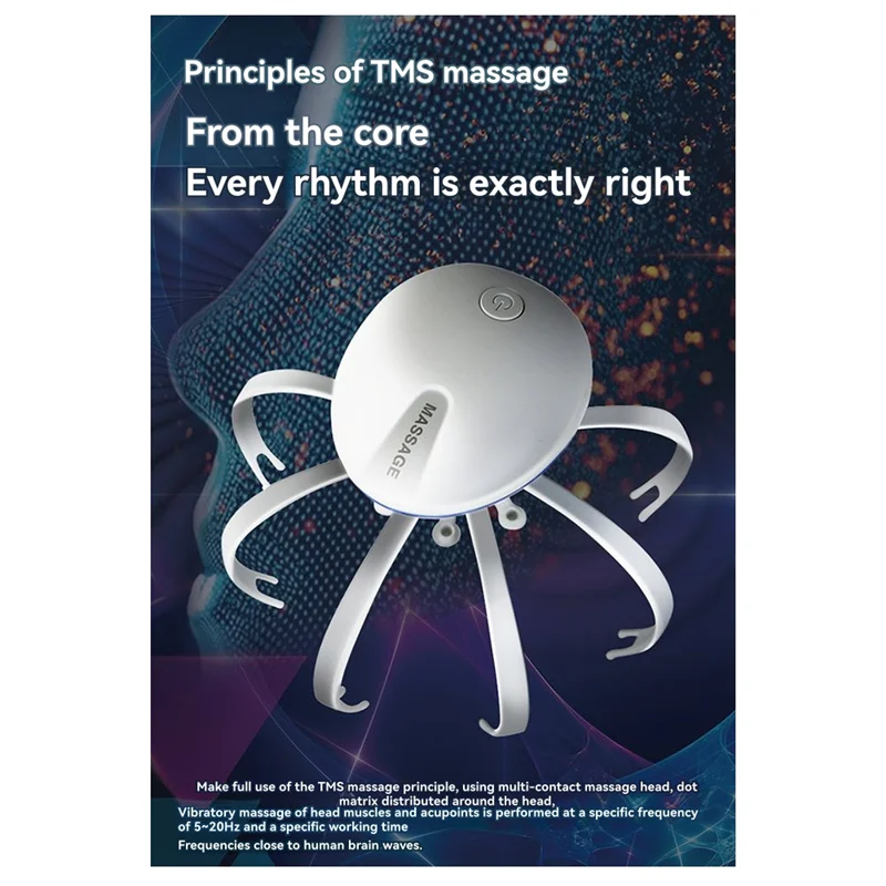 ABVI-masajeador para el cuero cabelludo, herramienta eléctrica relajante para el estrés, herramienta corporal inalámbrica de doble uso con garra de pulpo