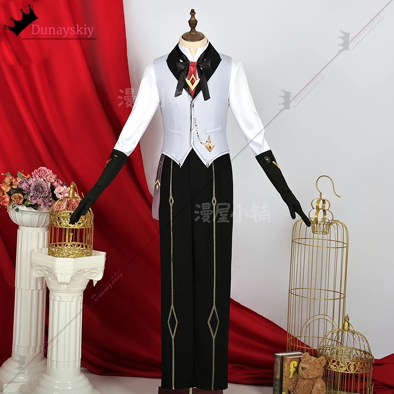 عيد رائع Tartaglia تأثيري أنيمي لعبة GENSHIN تأثير زي خمر شهم الرجال البدلة وتتسابق شعر مستعار أحذية الدعامة الدعاوى