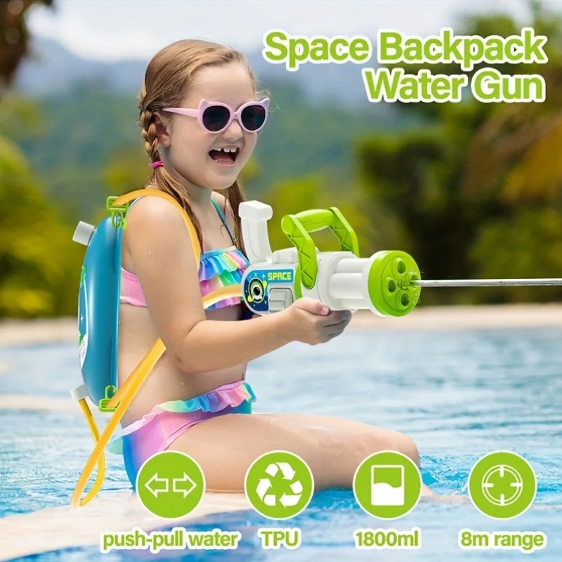 Kids Space Adventure Water Blaster – Grande capacidade, pull-back de longo alcance, brinquedo de brincar ao ar livre para meninos e meninas, aniversário ideal