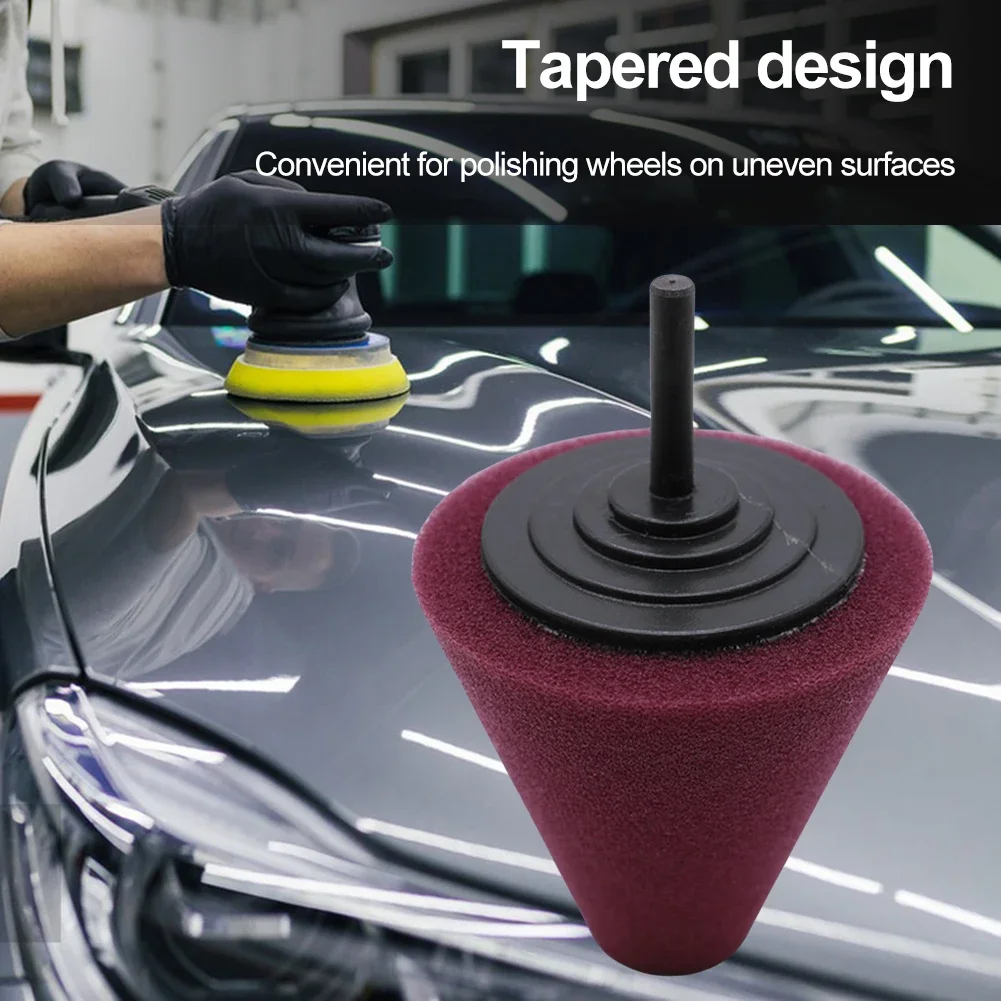 Car Polishing Pad Buffing Foam Sponge Pad Cone Polisher Buffer Pad Automotive Waxing Kit for Car Wheel Hub Polishing Sponge Pad