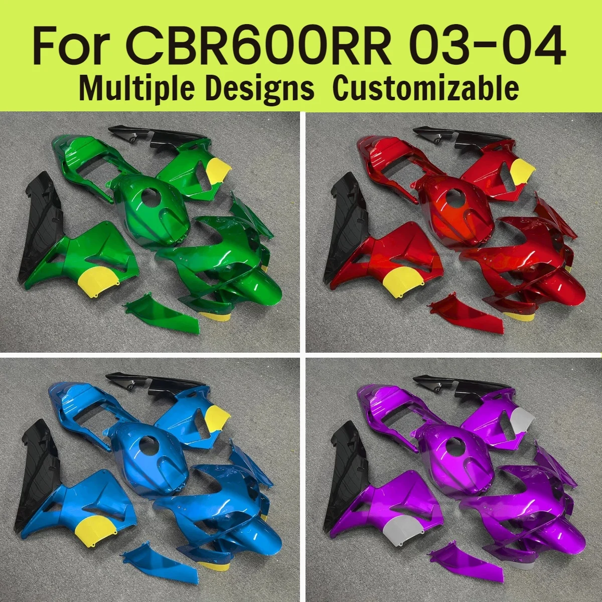 

Комплект окрашенных пластиковых обтекателей (обвес) для мотоцикла Honda CBR 600RR 2003-2004 (CBR600RR 03-04) из ABS-пластика