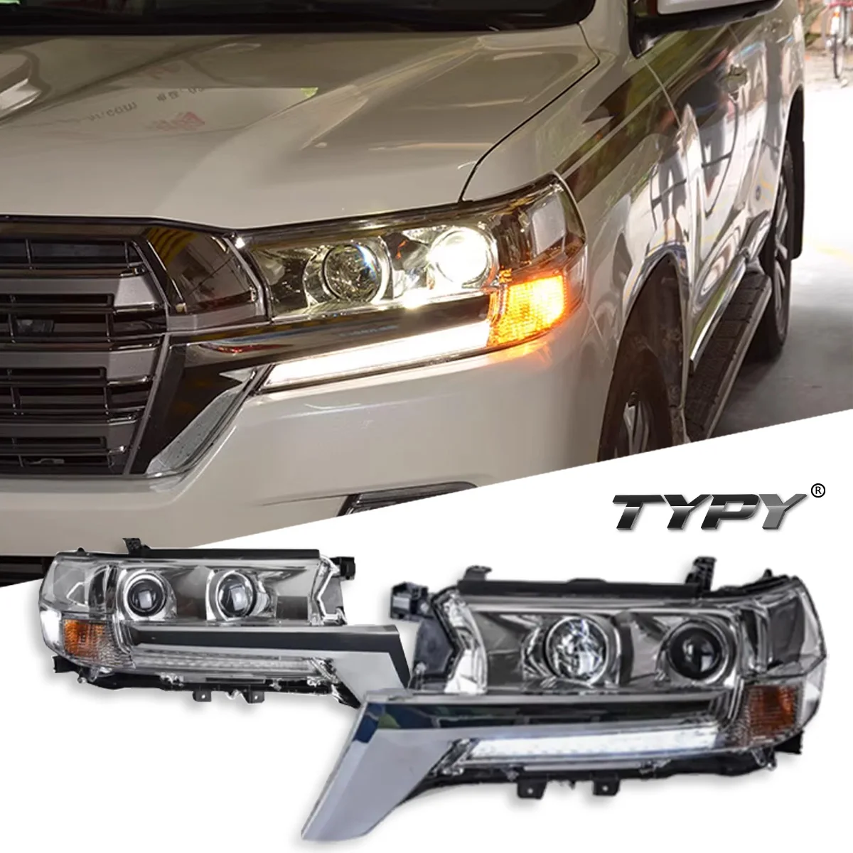 

TYPY Car For Toyoto Land Cruiser2016-2020Headlight Upgrade Modified to New DRL Dynamic Turn Signal LED Headlight AutoAccessories