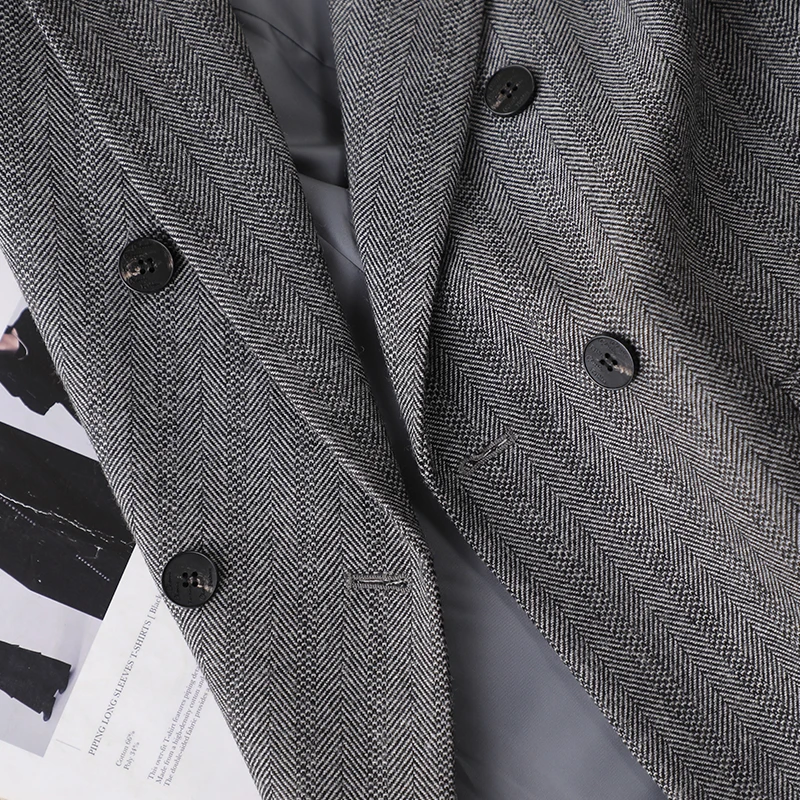 Elegancka, gruba wełniana kurtka damska ZJYT, nowe płaszcze na jesień i zimę 2025, moda koreańska, codzienne blezery, odzież wierzchnia damska.