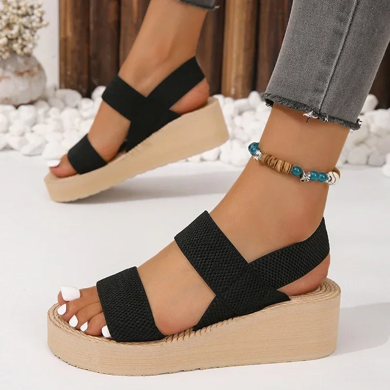 2024 New Summer Style Fashionable, Comfortable, Casual, Elegant and Fashionable Hemp Rope Sole Thick-soled Sandals for Women