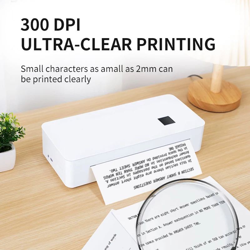Wholesale 300DPI Portable Mini A4 Thermal Printer with ROII Paper Interface Style Roll Paper Printing Stock