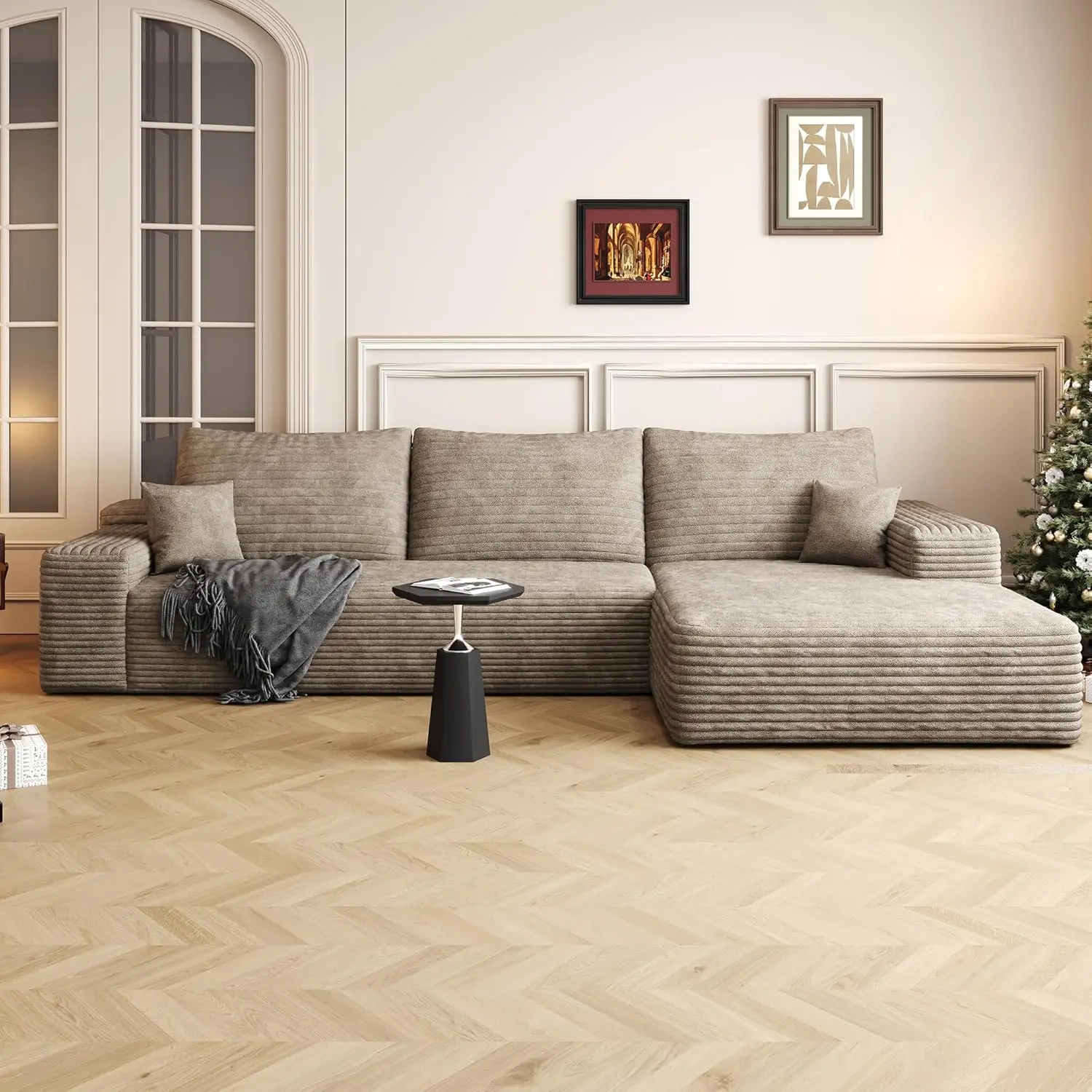 

108"Sectional Couches for Living Room Modular Sofa with L-Shape Couchs Upholstered Boneless Couch Deep Seat Sectional Couch