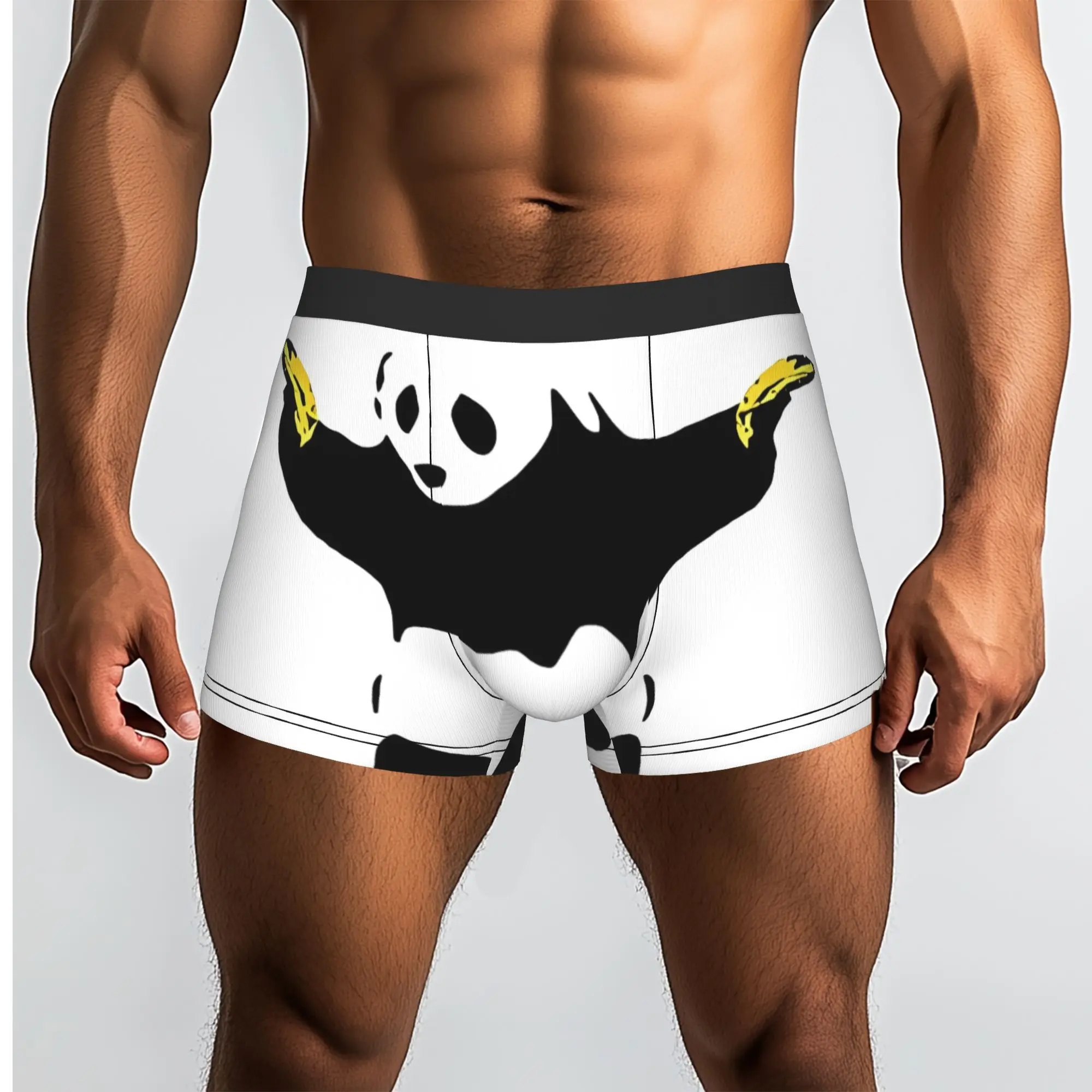 

Bad Panda Stencil Panda Underpants Breathbale Panties Men's Underwear Print Shorts Boxer Briefs