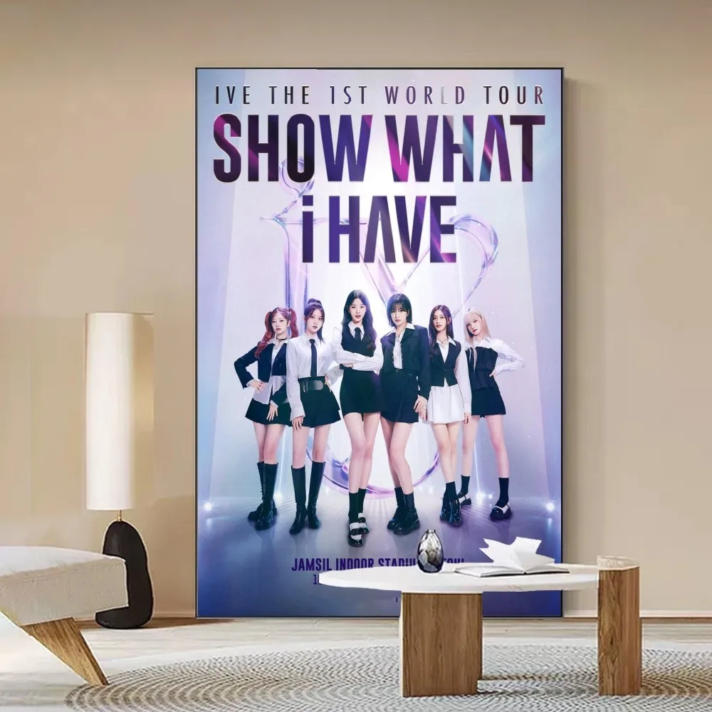 Korea Kpop I-Ive Poster Self-adhesive Art Poster Whitepaper Prints Posters Artwork Home Decor