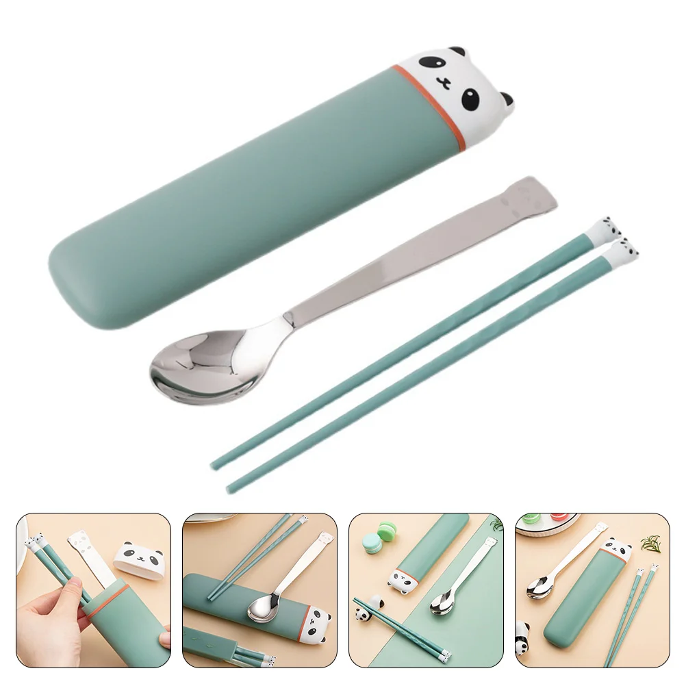 

3 Pcs Children's Tableware Outdoor Reusable Cutlery Travel Picnic Stainless Steel Combination Portable Camping