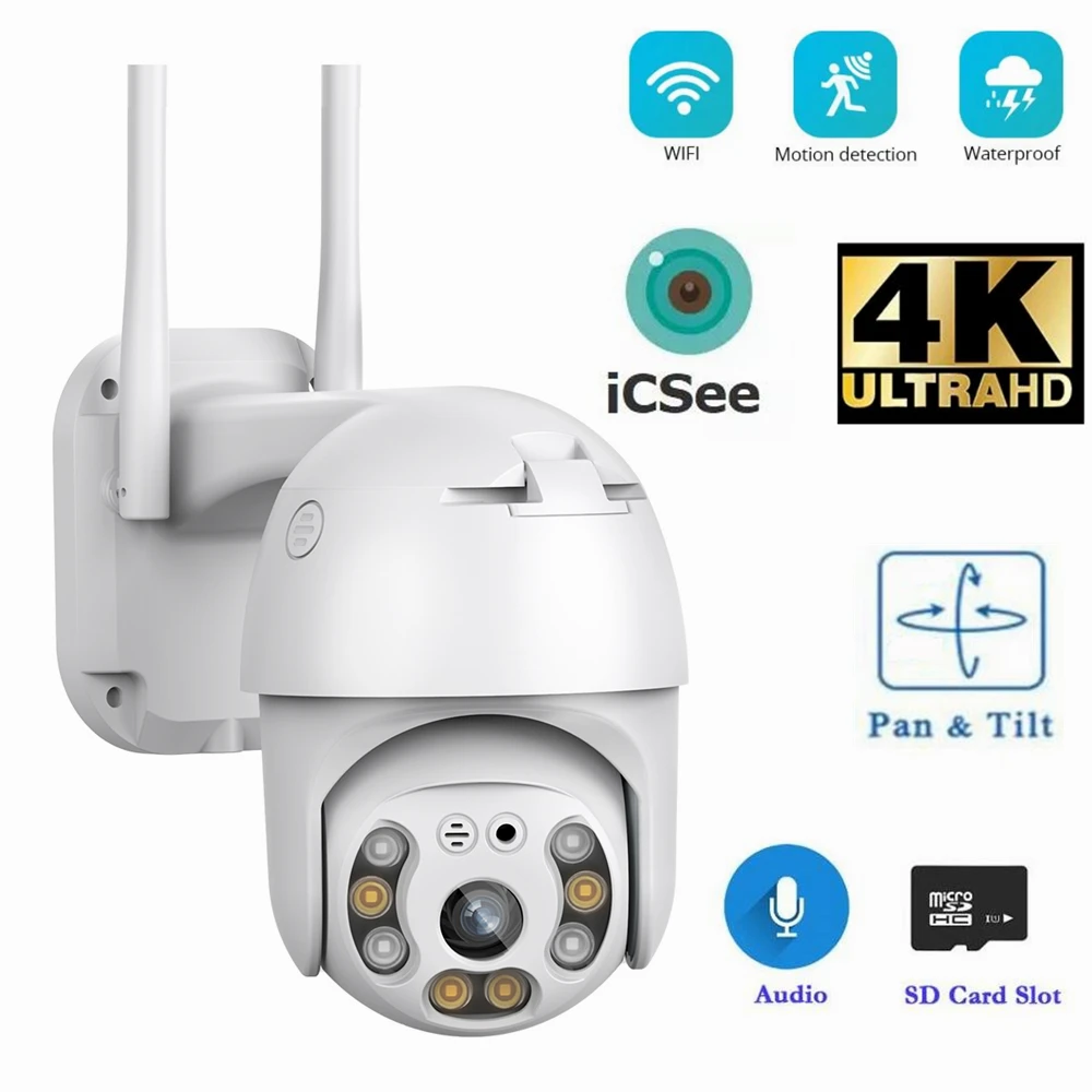 

ICSee Security WIFI IP Camera 8MP Full Color Night Vision Wireless Waterproof Outdoor Speed Dome Camera